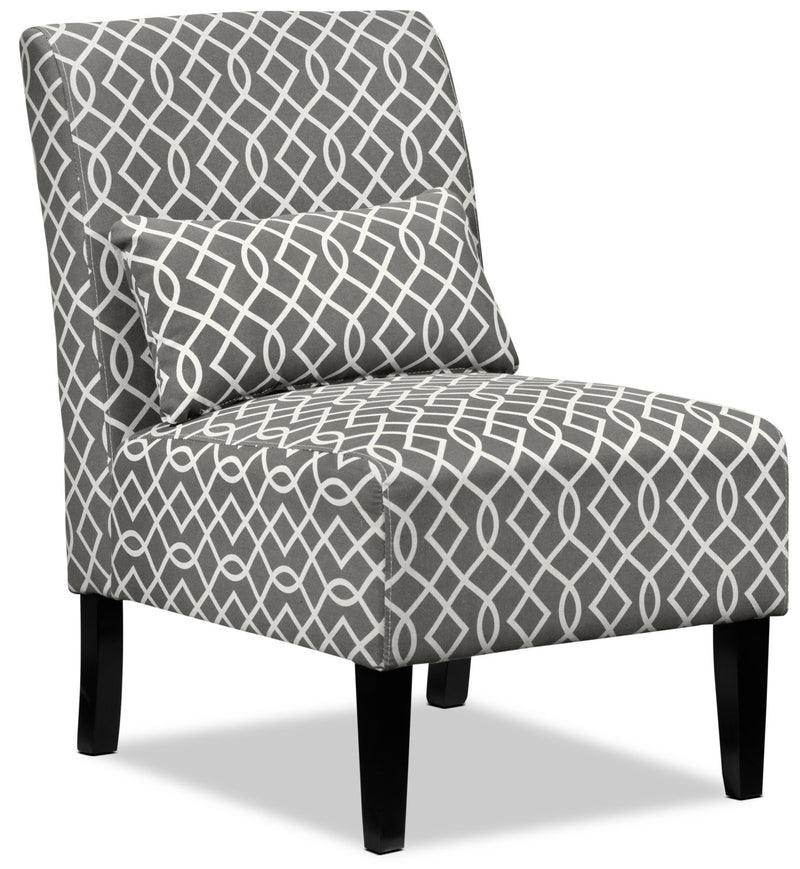 Santos Accent Chair - Grey Lattice - Contemporary - Linen