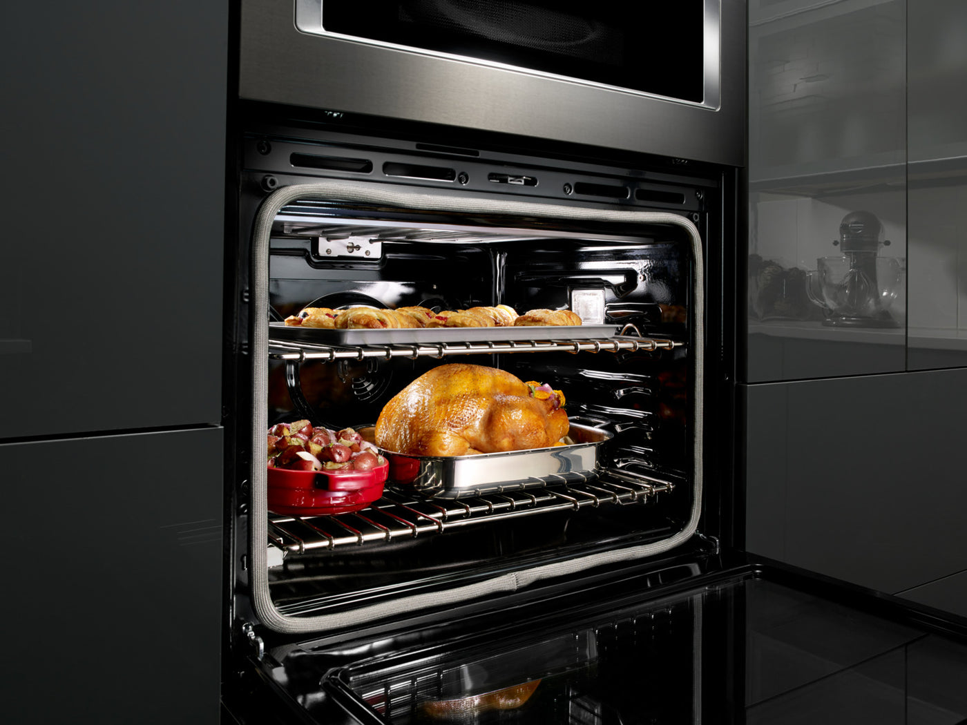 KitchenAid Black Stainless Steel Wall Oven (5.0 Cu. Ft.) w/ Microwave ...