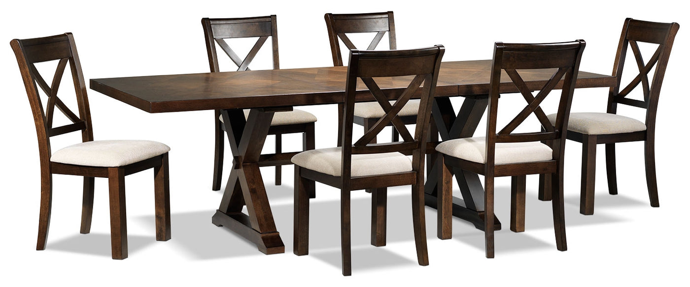 Claira 7-Piece Dining Room Set Rustic Brown