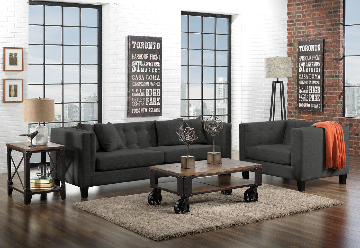 grey sofa and chair set