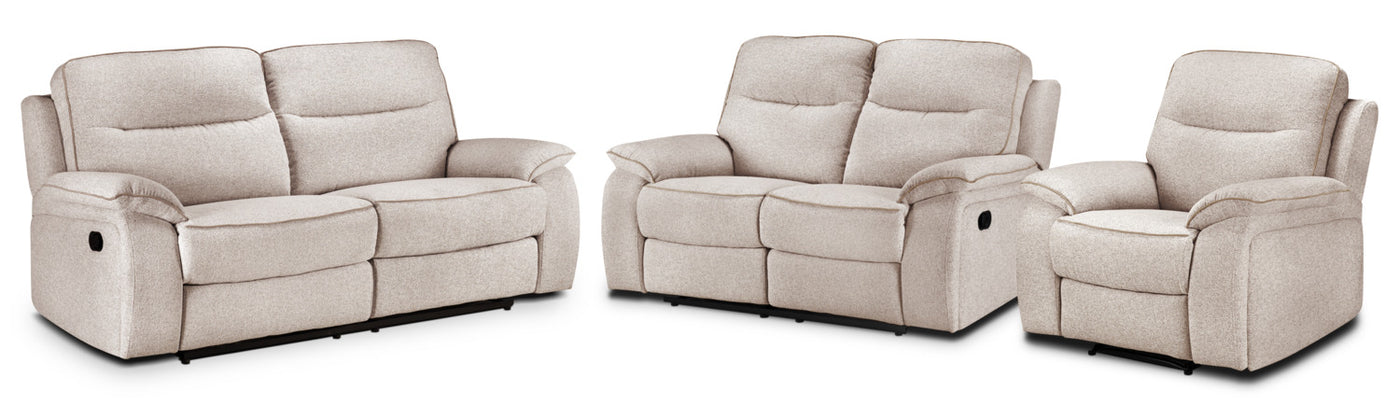 Latham Reclining Sofa Reclining Loveseat And Recliner Set Bisque