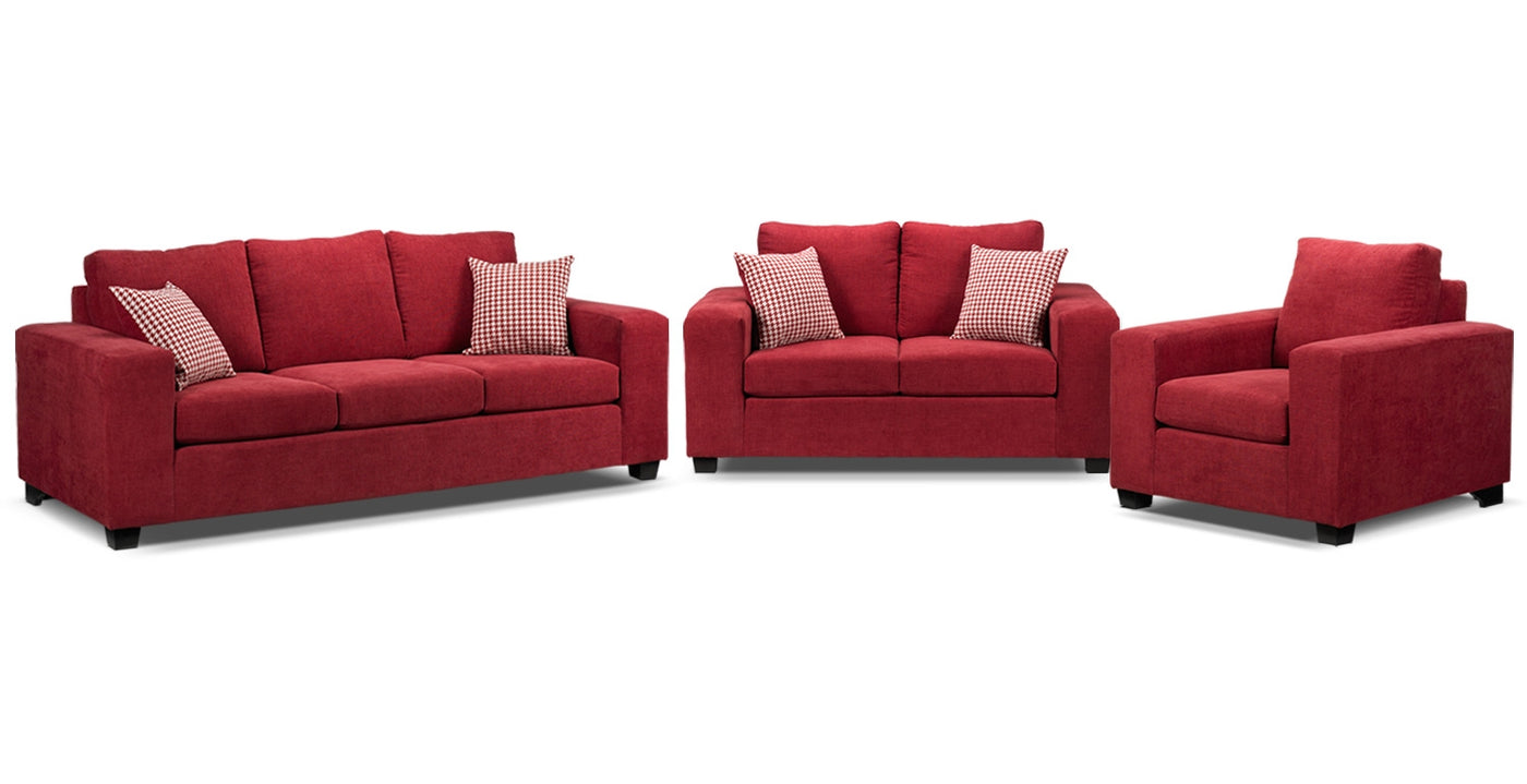 Fava 3 Pc Living Room Package Red Leons