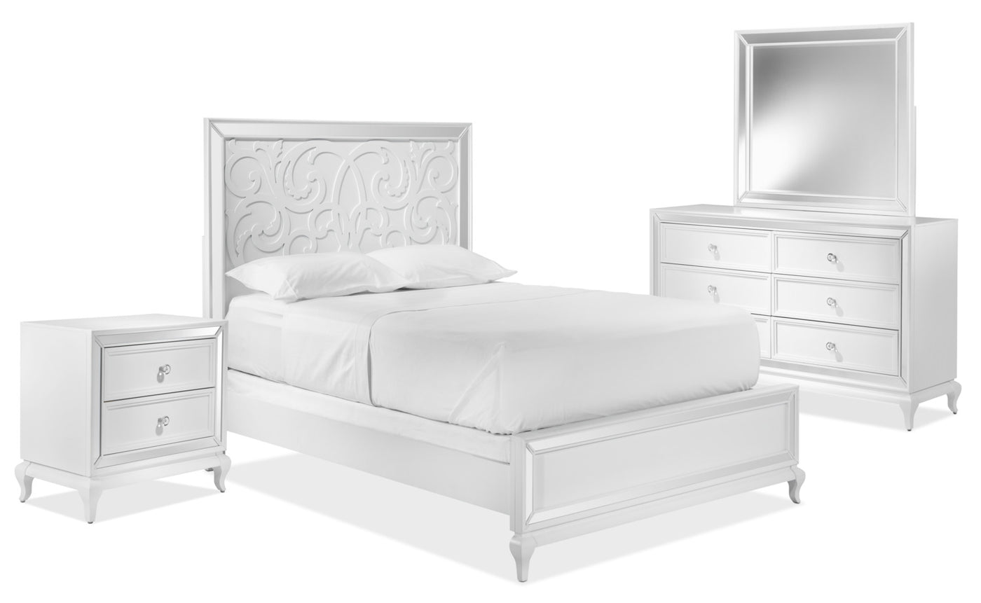 Arctic Ice 5 Piece Queen Bedroom Set White