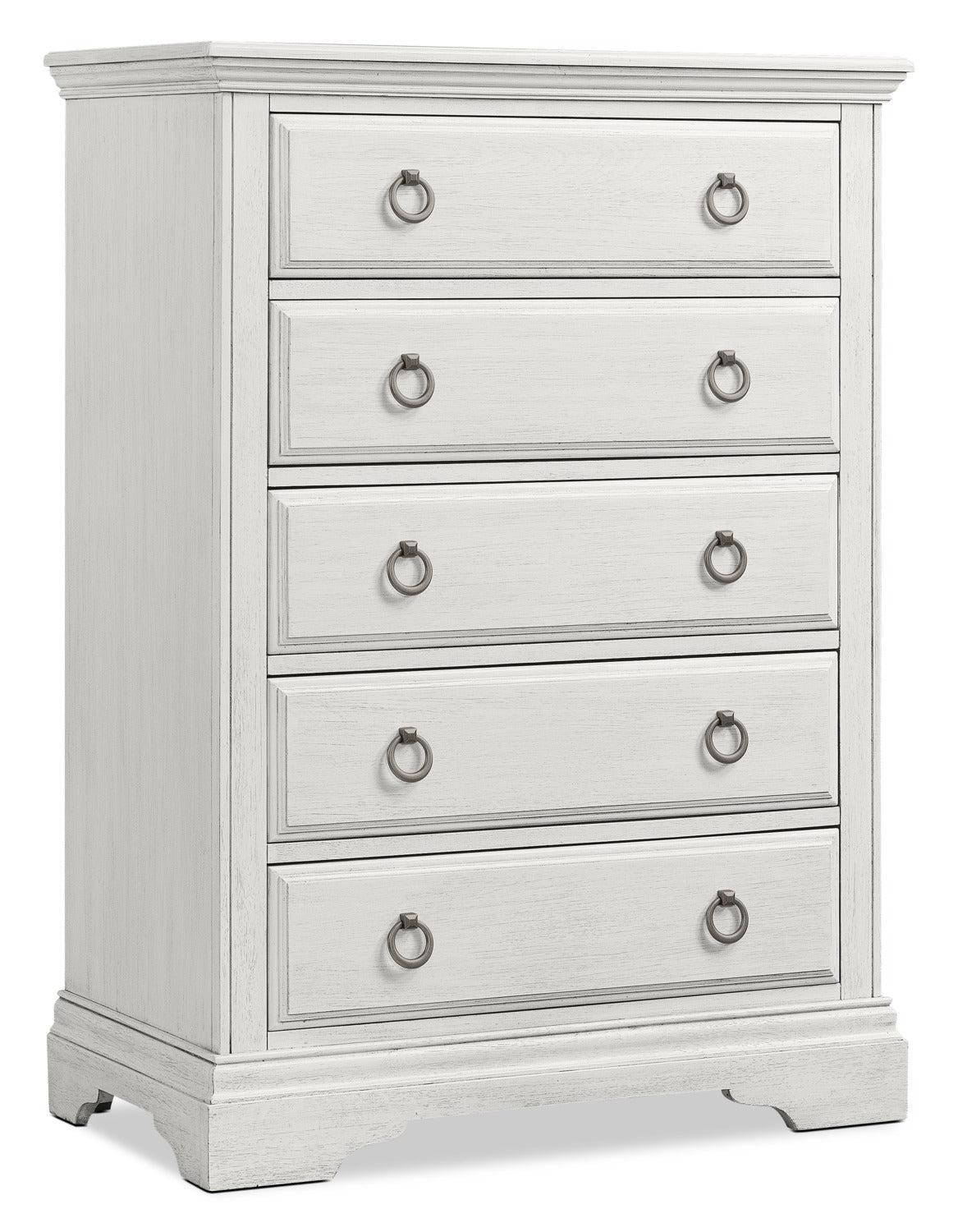 Riley 5 Drawer Chest Brushed White Leon S