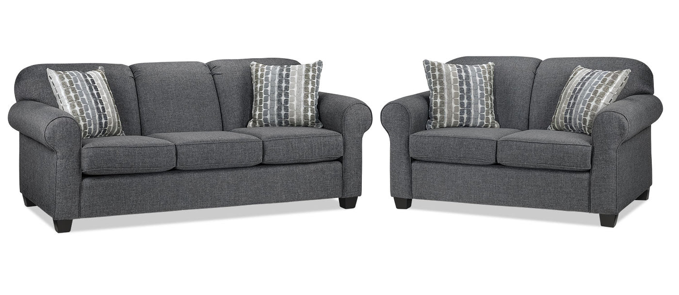 Aristotle Sofa And Loveseat Set Grey