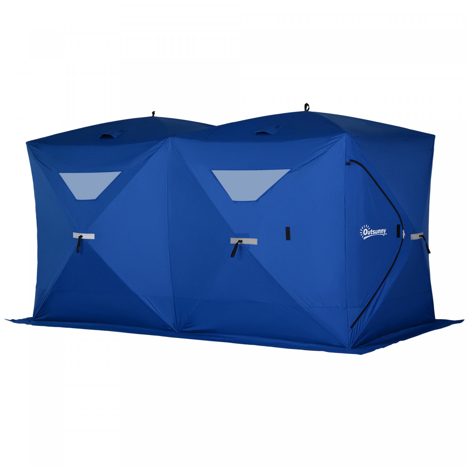 Outsunny Pop-up Ice Fishing Shelter Tent for 5 - 8 Persons in Blue (142" X 71" X 71")