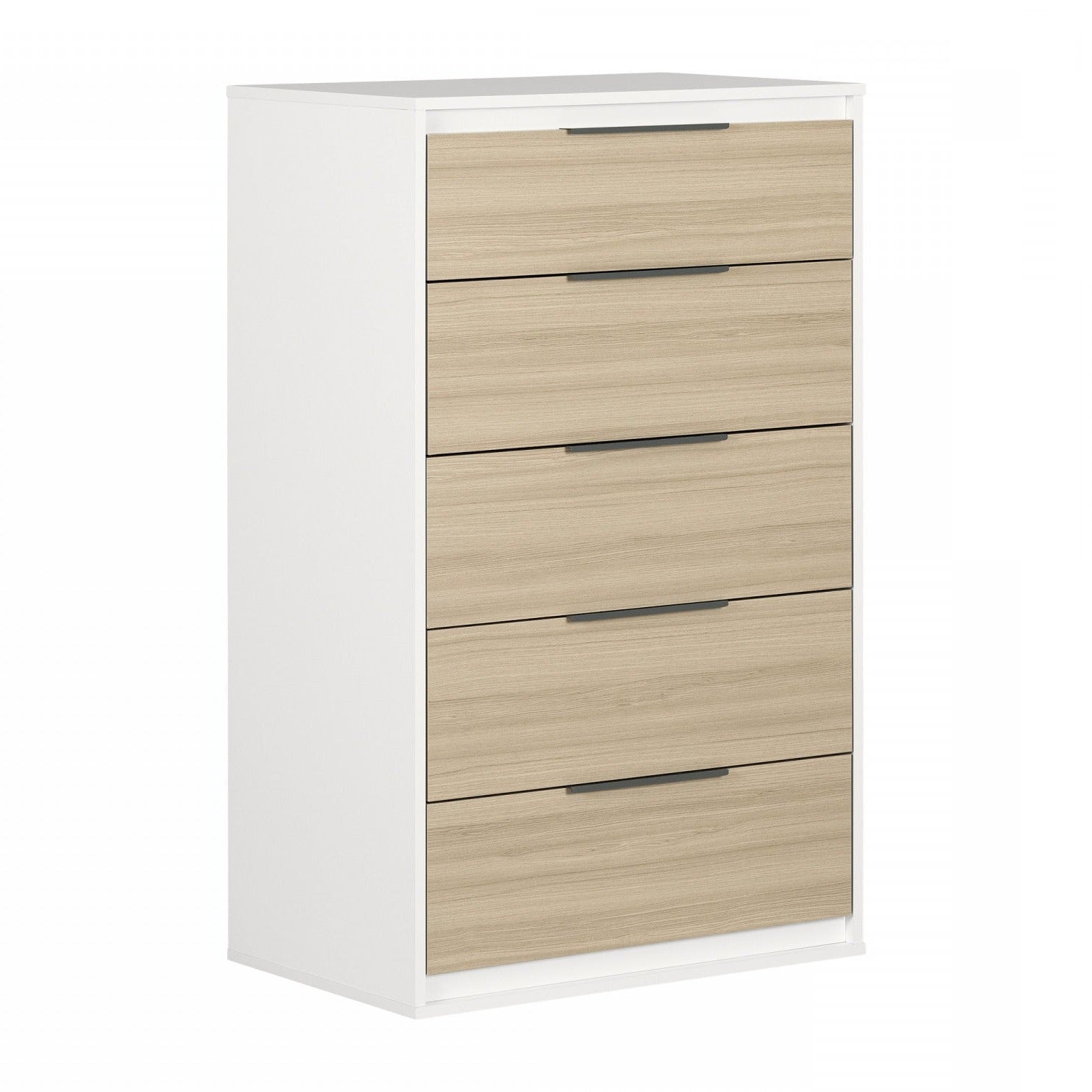 Hourra 5-Drawer Chest - Natural Elm and White Vertical Commode