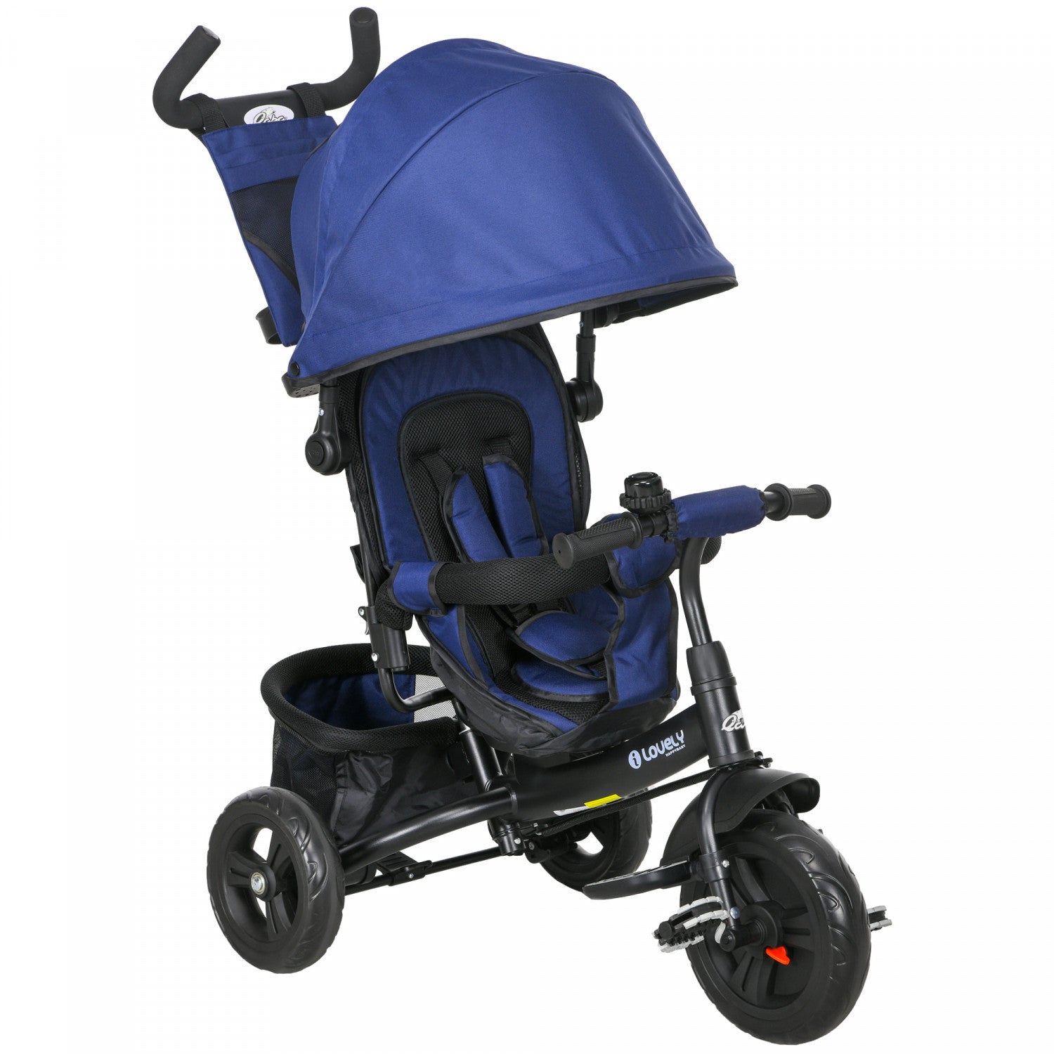 Qaba 6-in-1 Toddler Tricycle: Foldable Canopy, Removable Parent-Push Handle, and Cove for Kids