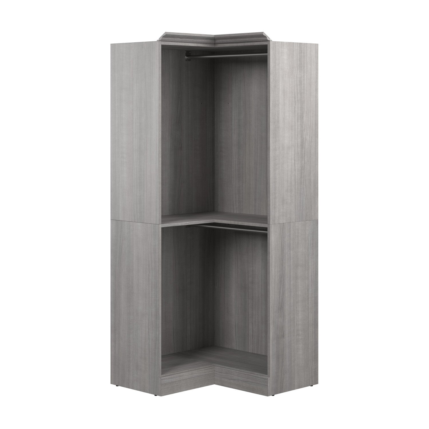 Bestar's 36 W Platinum Grey Corner Closet Organizer - The Versatile Storage Solution