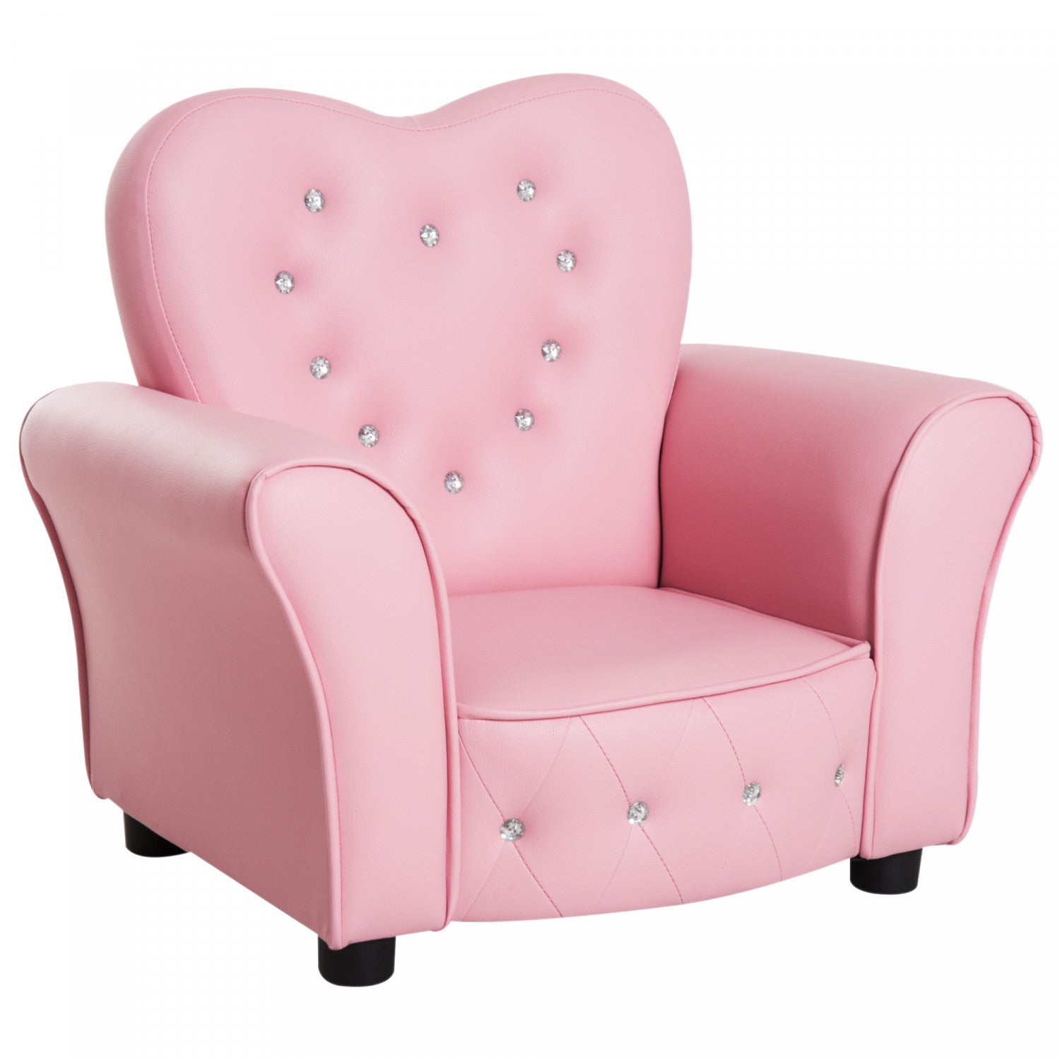 Qaba 18 - 36 Month Old Kids' Wooden Frame Upholstered Princess Armchair Sofa Chair for Toddlers