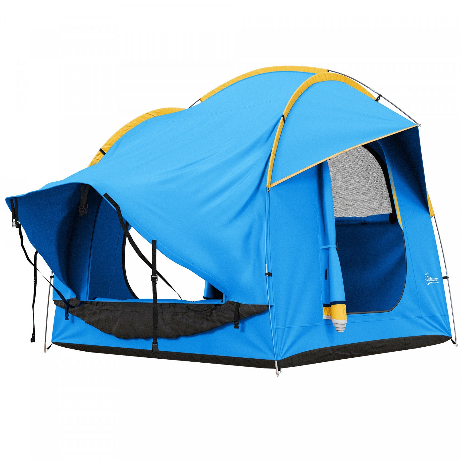 Outsunny Blue and Orange Car Camping Tent with 3 Doors and 2000mm Waterproofing