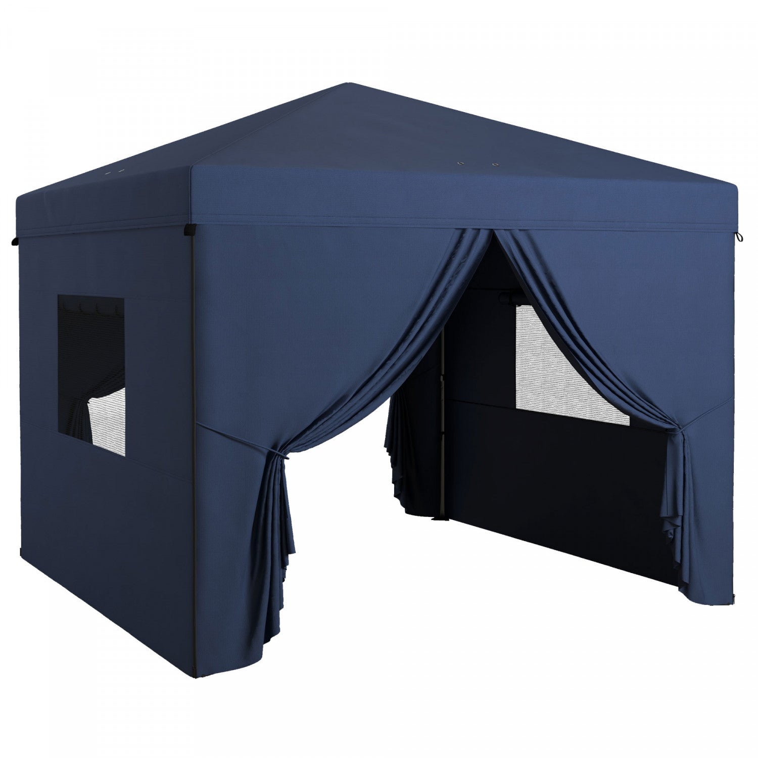 Outsunny Dark Blue 10' X 10' Pop Up Canopy Tent with Mesh Windows