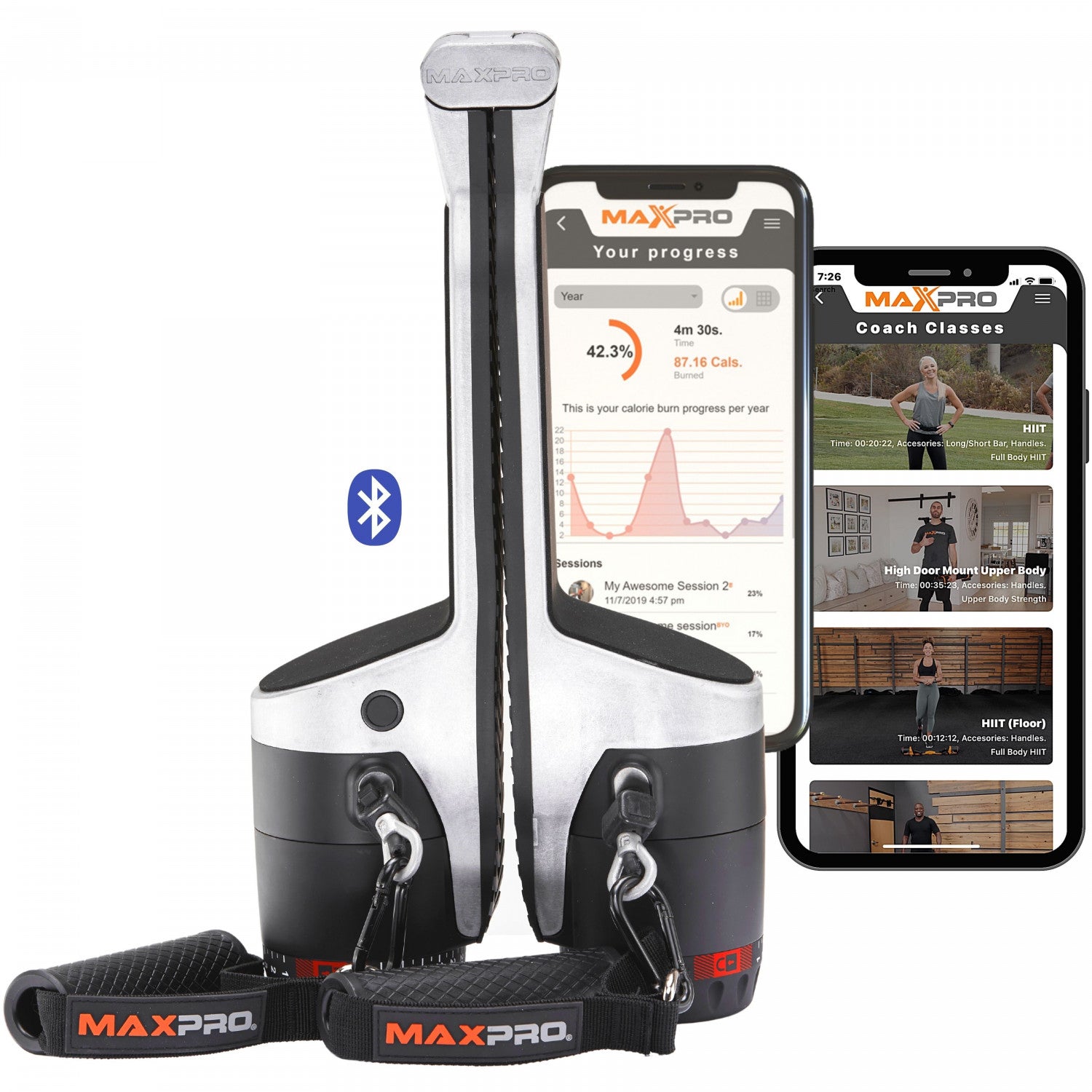 Maxpro Fitness All-in-One Portable Smart Cable Home Gym with Bluetooth - Build and Burn