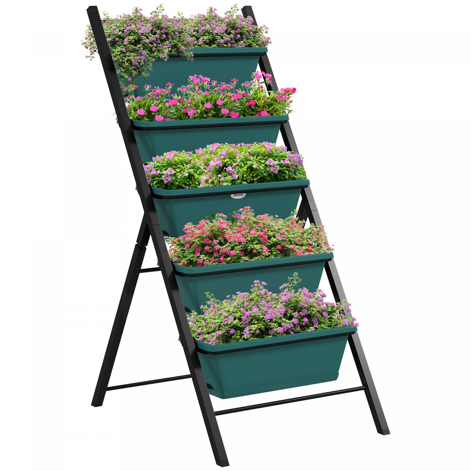 Outsunny 5-Tier Vertical Raised Garden Bed with 5 Planter Boxes in Green