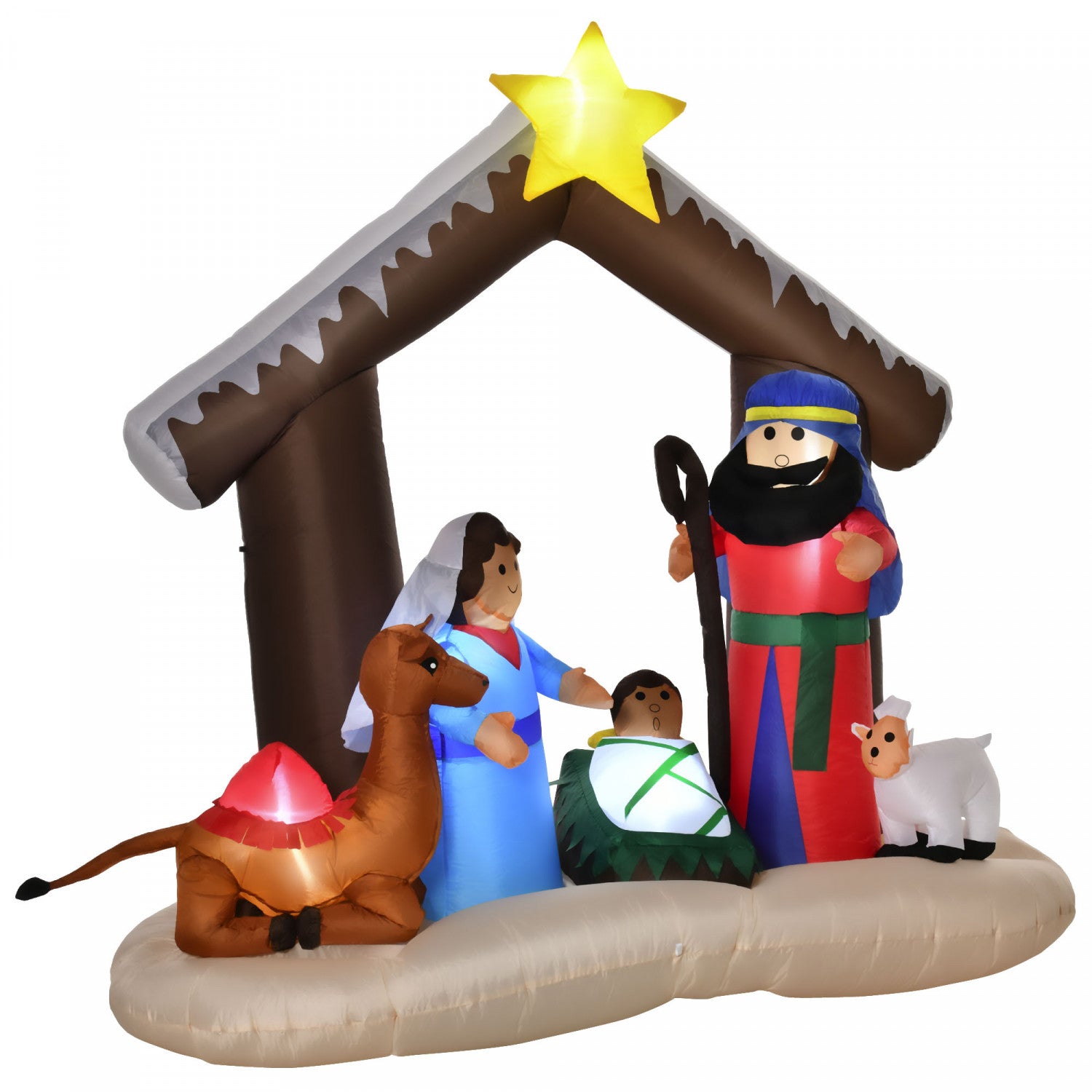 Homcom 6 - foot Inflatable Multicolored Christmas Bible Arch Decoration - Arche De Noel Gonflable