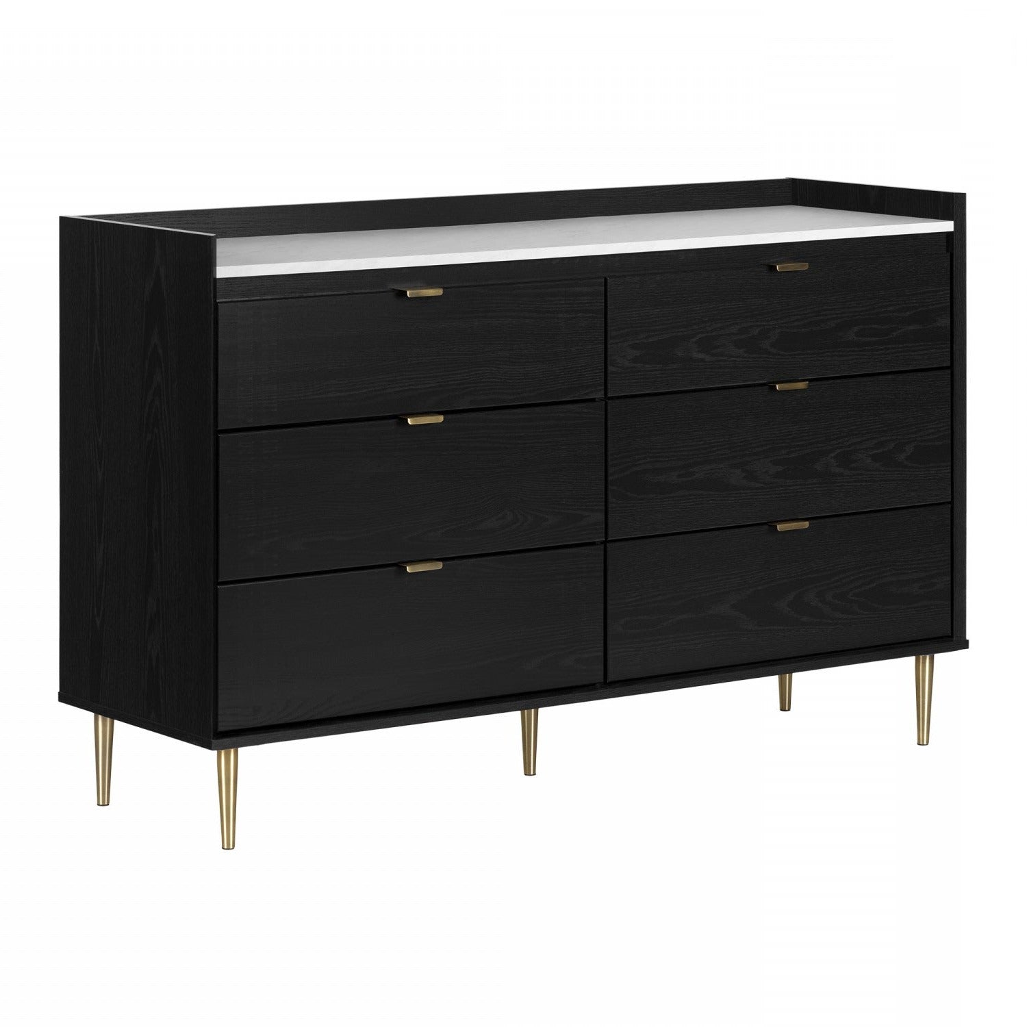 Stylish 6-Drawer Hype Dresser in Black Oak Finish