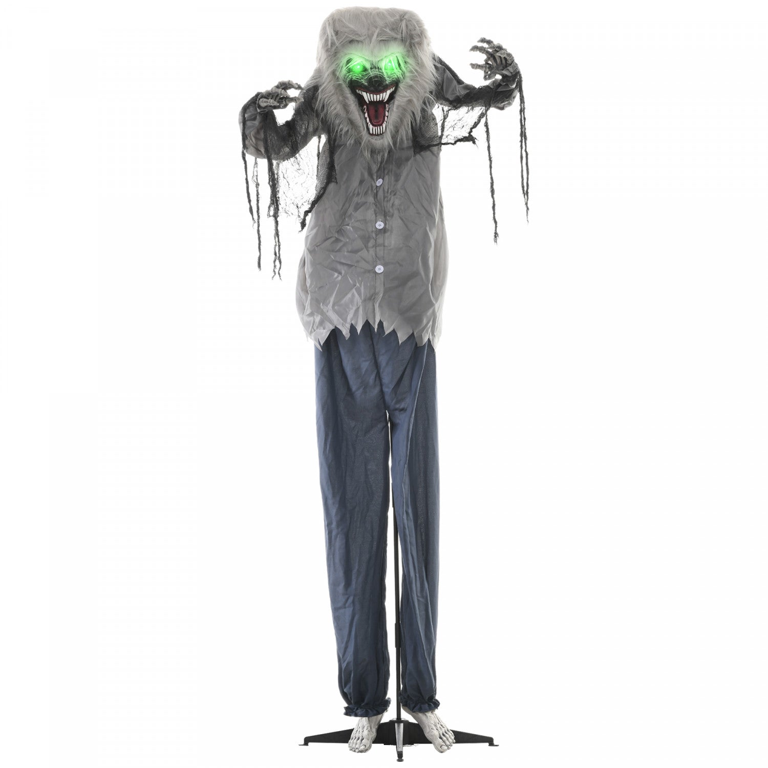 Homcom Halloween Animatronic Prop: Skeleton Werewolf with Light - Up Eyes