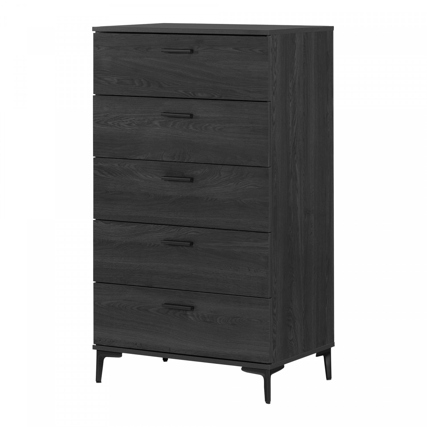 South Shore Musano 5-Drawer Chest in Gray Oak with Metal Legs - A Stylish Commode