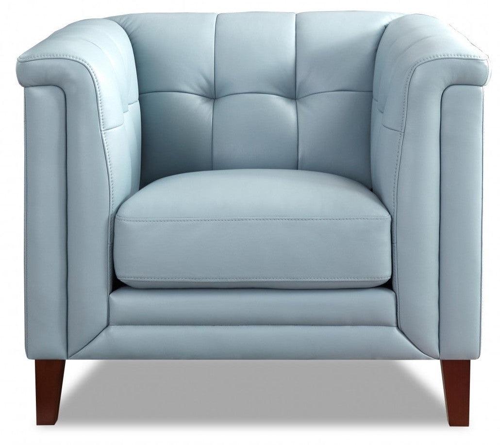 Hydeline Bodie Leather Chair in Spa Blue - Aesthetic and Comfortable Seating