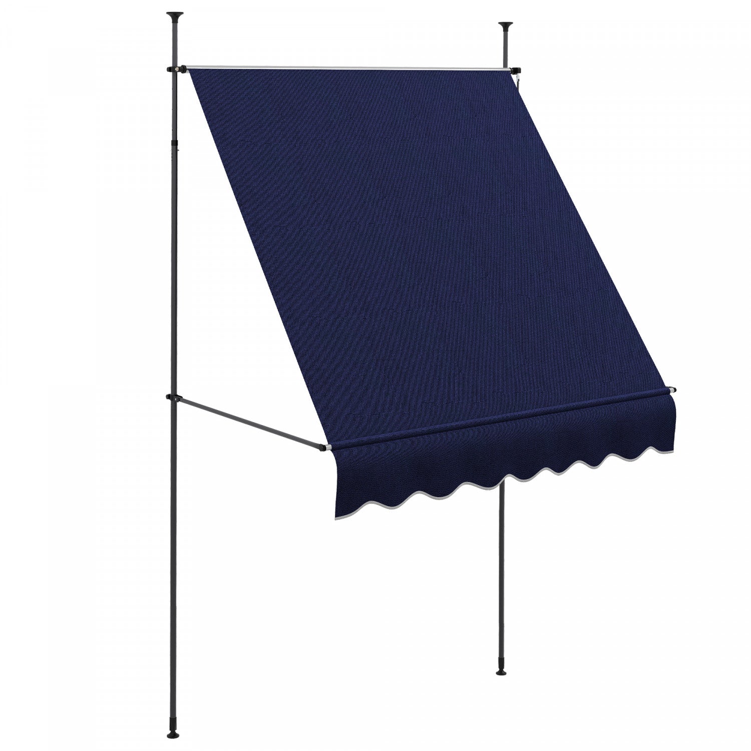Outsunny 6.5' X 4' Blue Retractable Freestanding Awning - Non-screw Installation