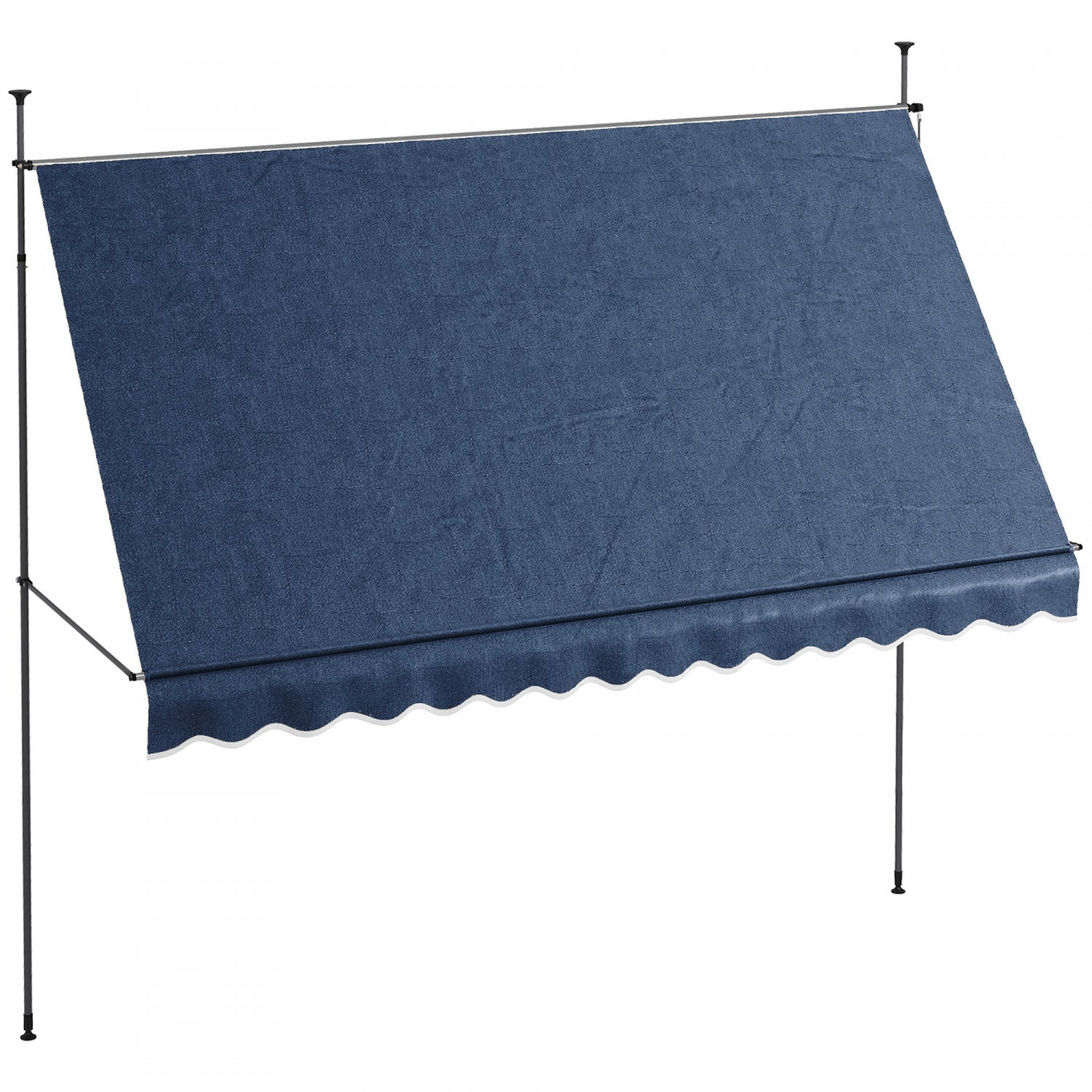 Outsunny 11.5' X 4' Non-screw Freestanding Manual Retractable Patio Sun Shade Shelter - Blue