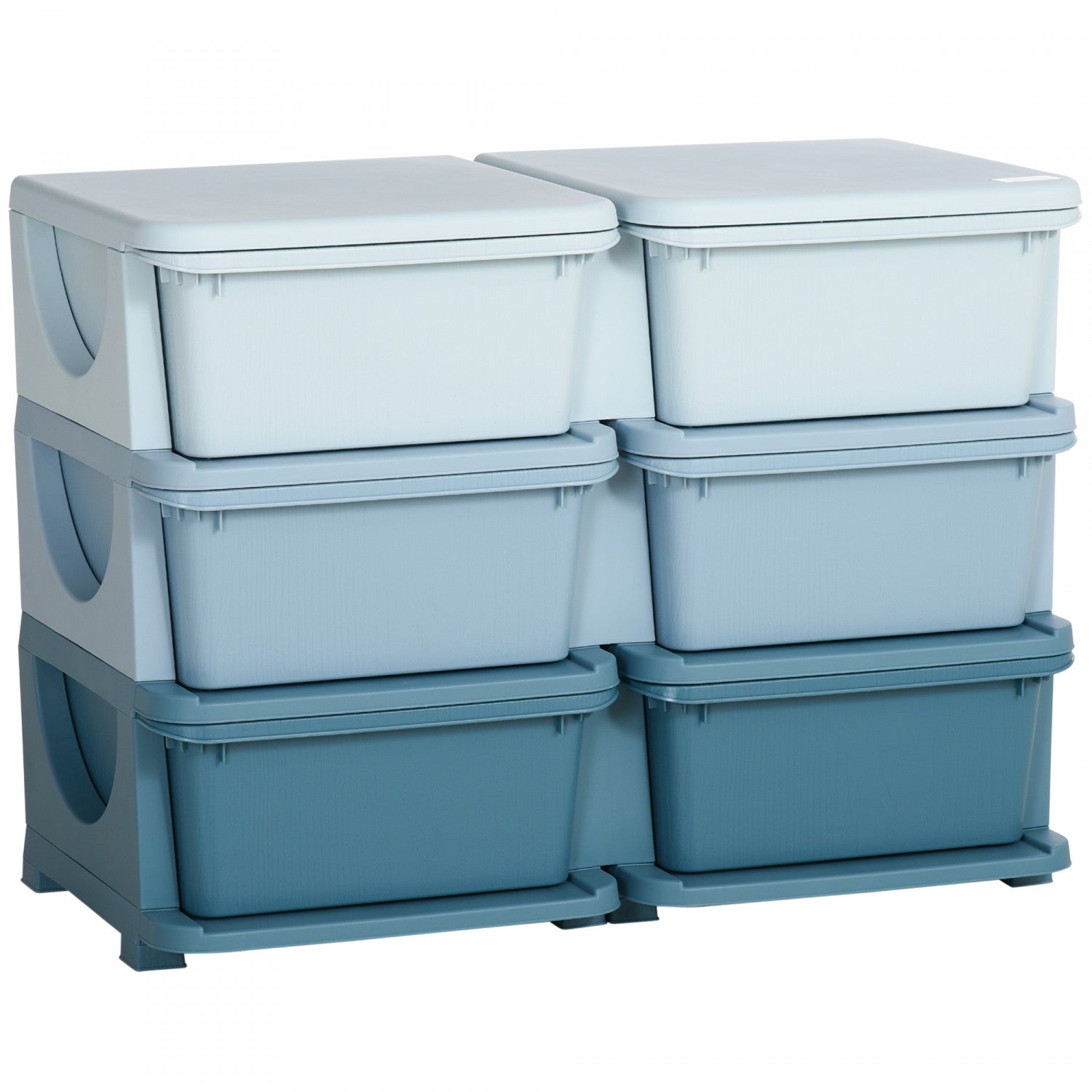 Qaba 3-Tier Drawer Chest Toy Storage Organizer with 6 Plastic Bins for Kids Bedroom Utility