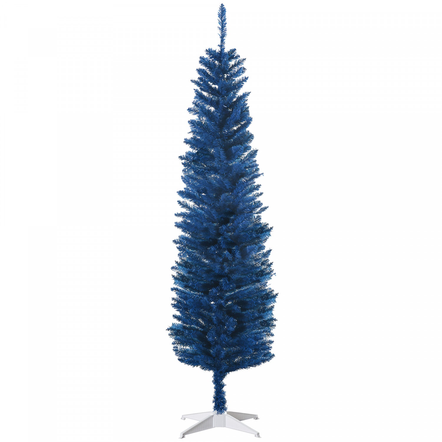 Homcom Deep Blue Artificial Pencil Christmas Tree, 6ft Tall - Ideal for Festive Decor