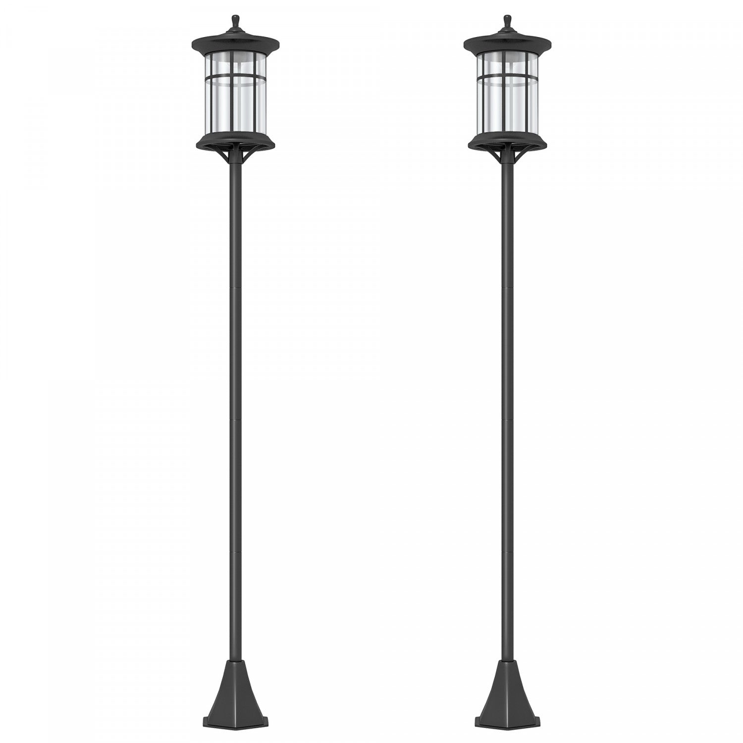 Outsunny 2-Pack 72-Inch IP44 LED Solar Post Lights for Outdoor Street Lighting