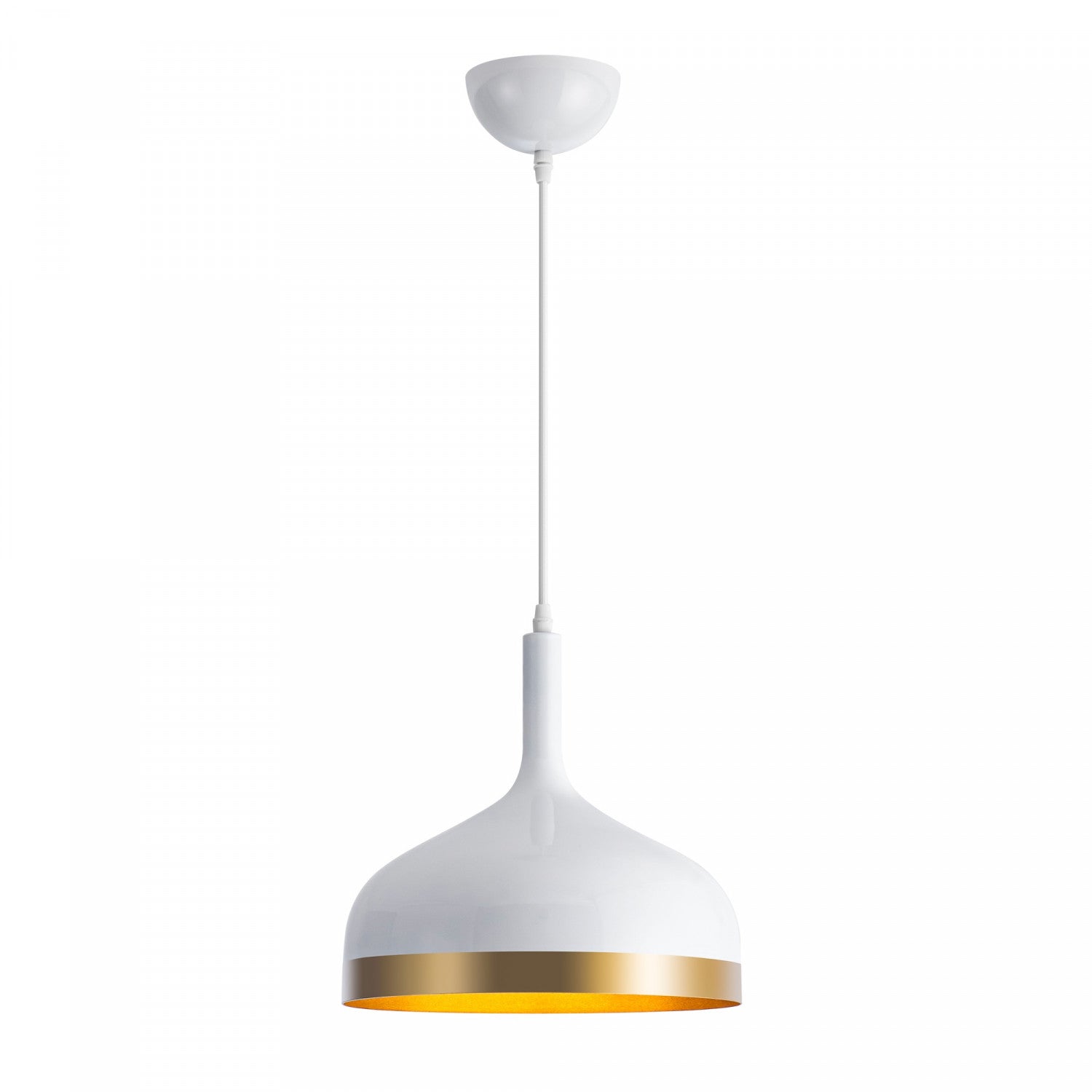 12" White & Gold Dash Collection Pendant Ceiling Light - Elegant Luminaire Suspendu