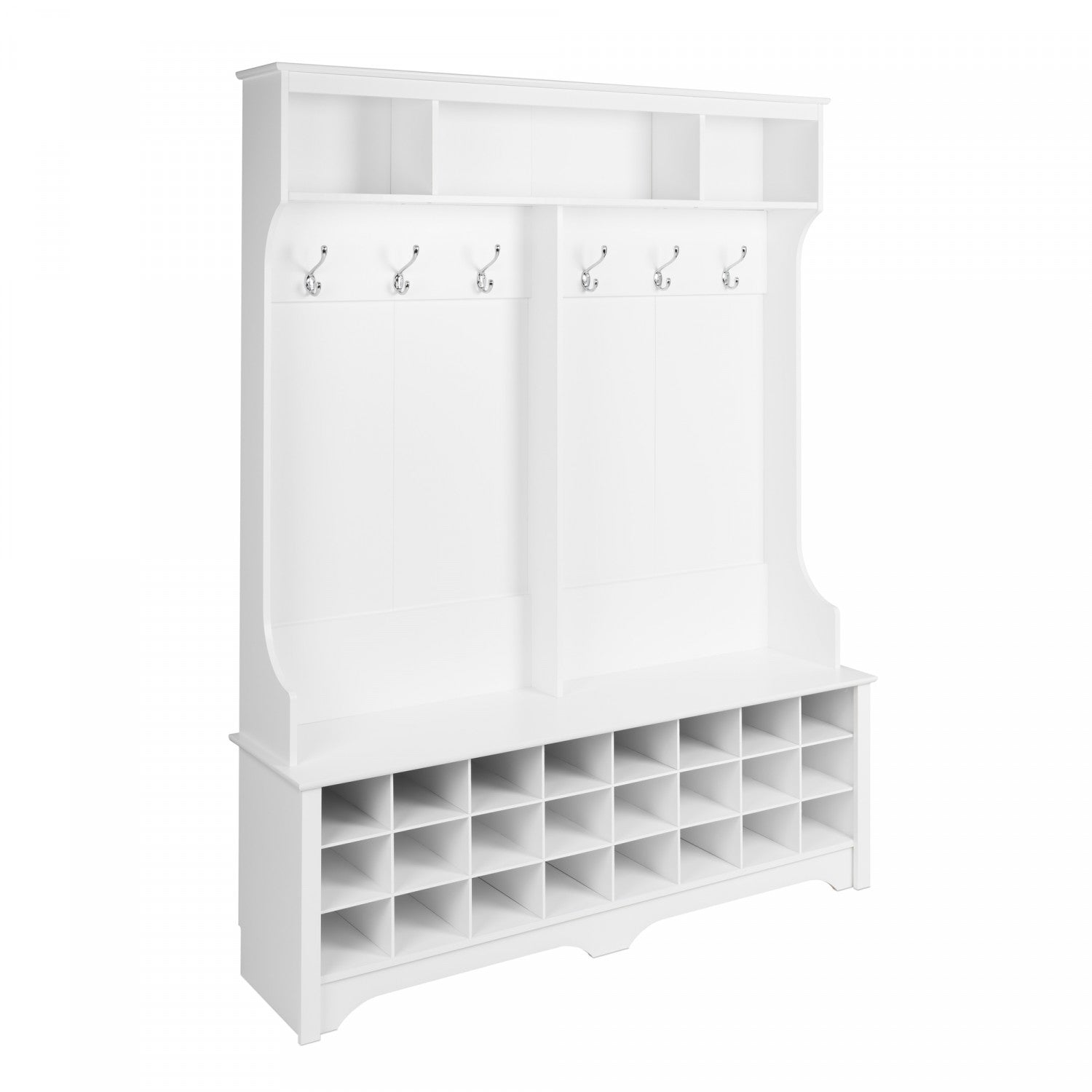 White Hall Tree with 24 Shoe Cubbies - Portemanteau Style