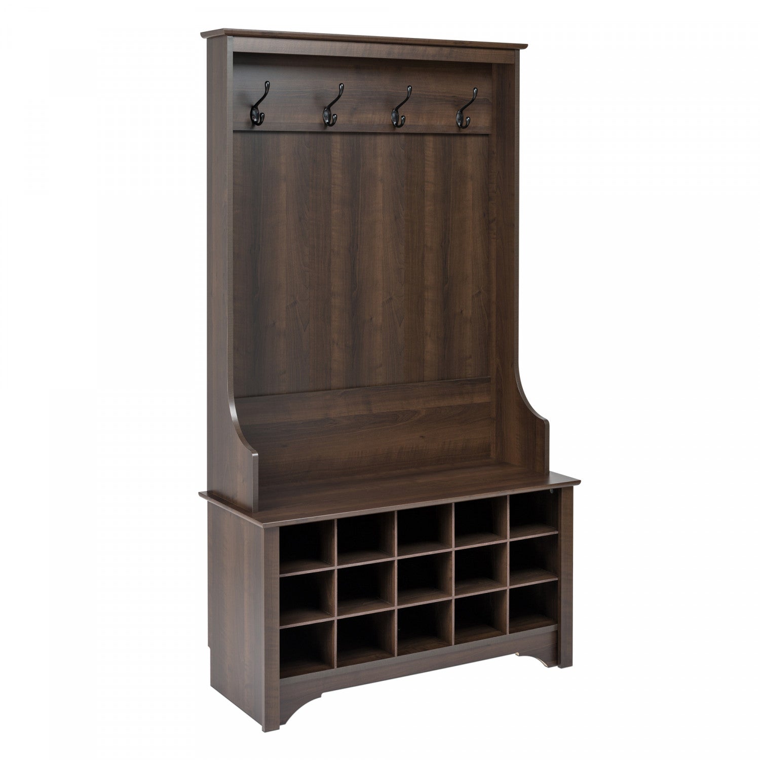Espresso Hall Tree with Shoe Storage - Portemanteau Style