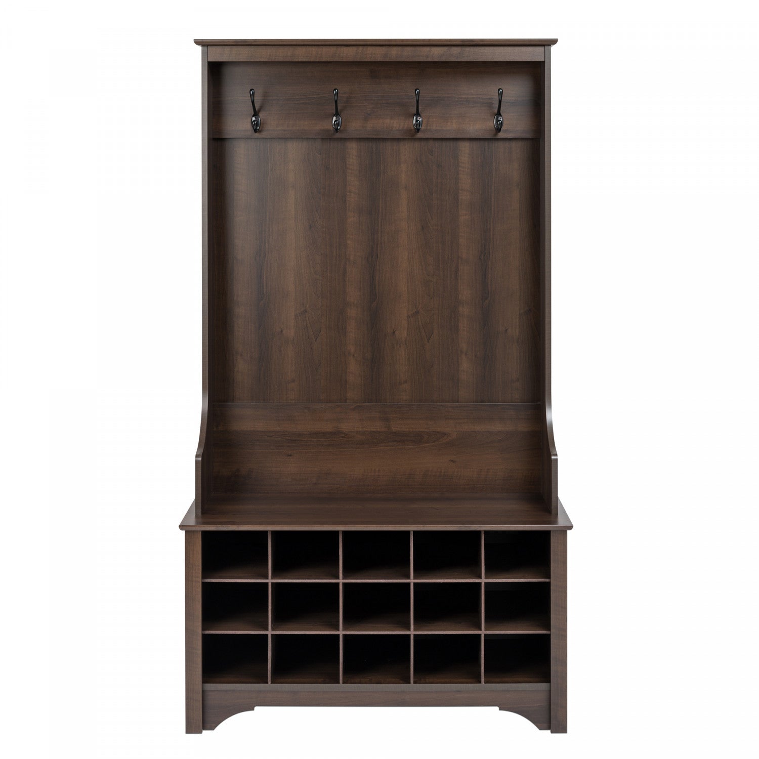 Espresso Hall Tree with Shoe Storage - Portemanteau Style