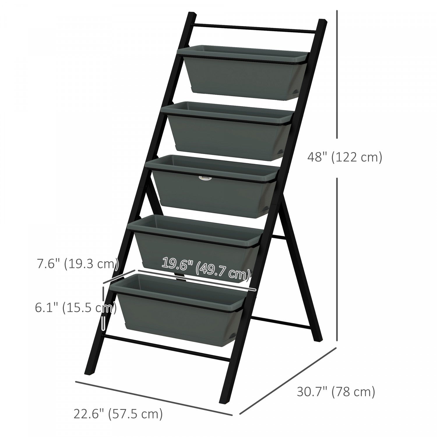 Outsunny Grey 5 - Tier Vertical Raised Garden Bed with 5 Planter Boxes
