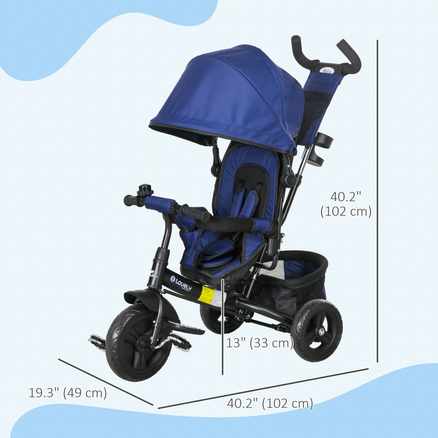 Qaba 6-in-1 Toddler Tricycle: Foldable Canopy, Removable Parent-Push Handle, and Cove for Kids