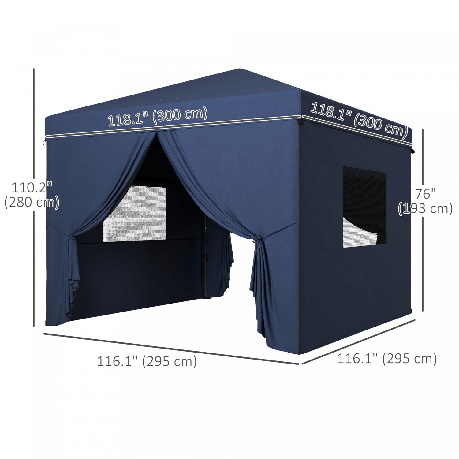 Outsunny Dark Blue 10' X 10' Pop Up Canopy Tent with Mesh Windows