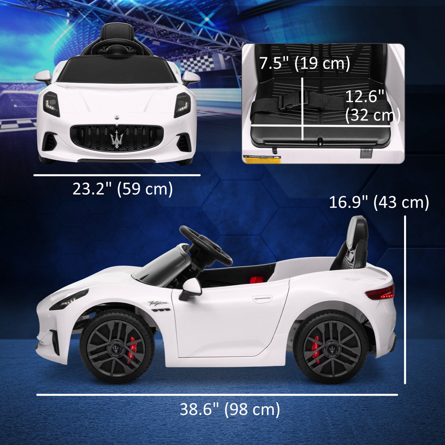 12V Licensed Maserati Gran Turismo Battery-Powered Electric Ride-On Car for Kids by Qaba