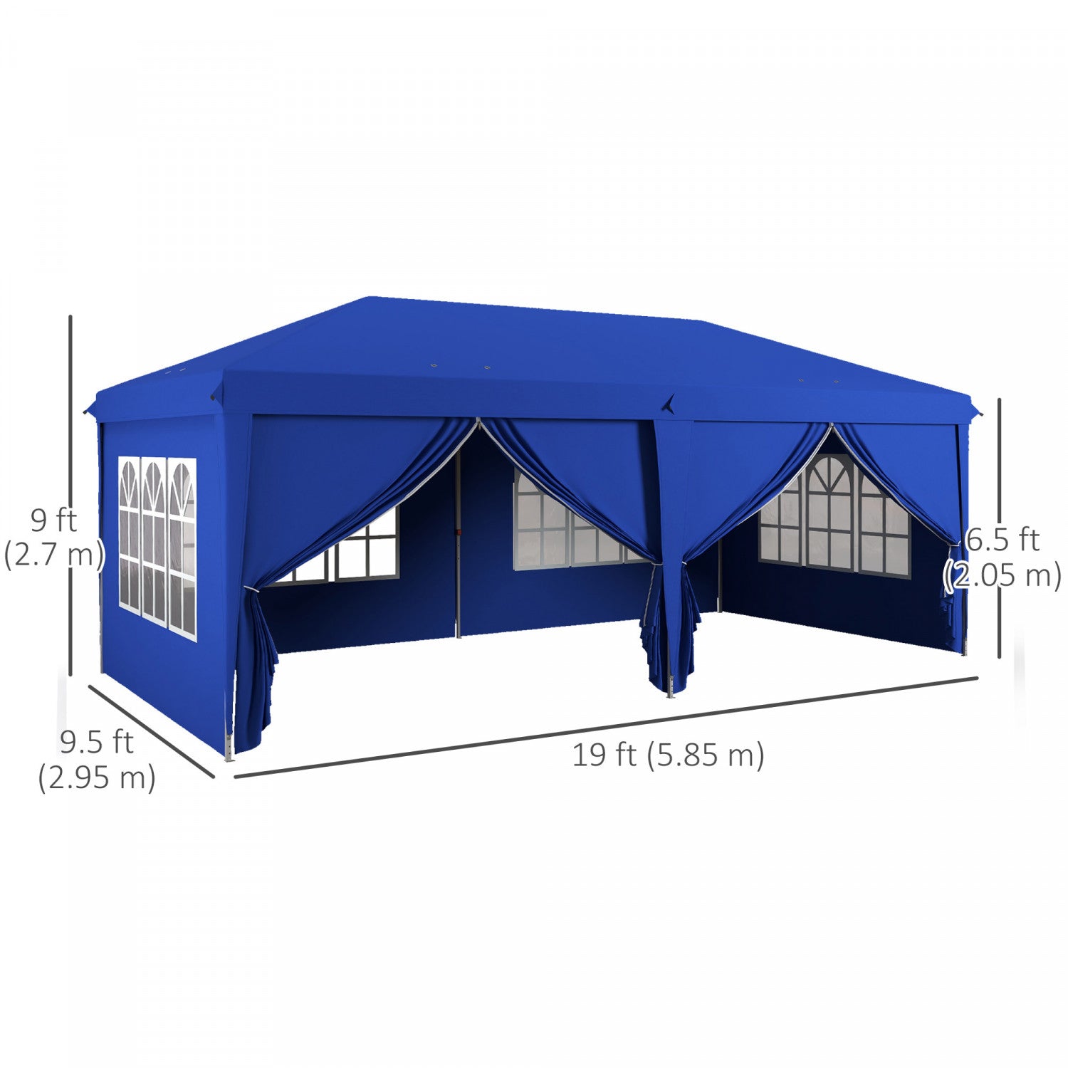 Outsunny 10'x20' Blue Pop Up Tent - Outdoor Party Tent with Easy Folding Gazebo
