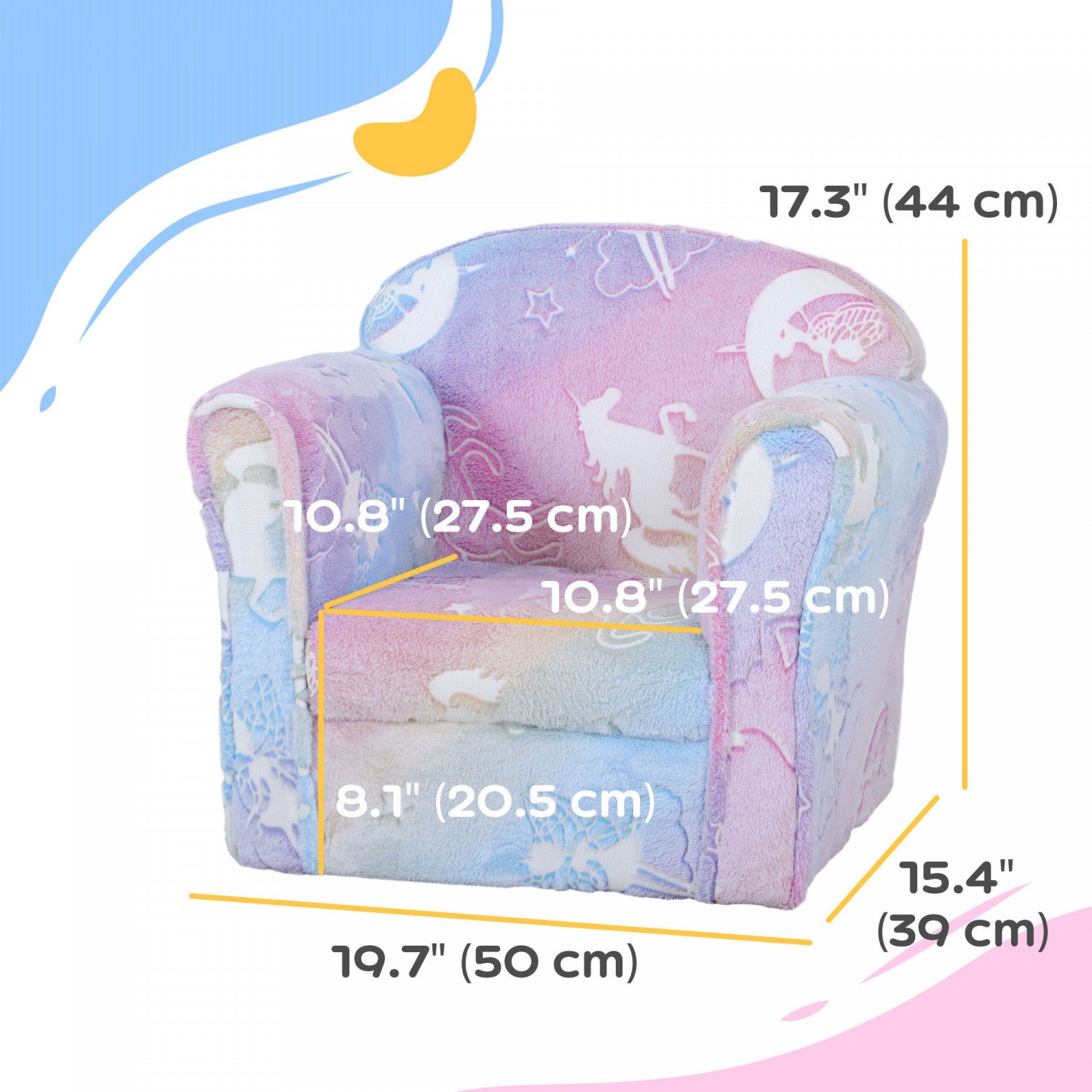 Qaba 18 - 36 Months Wooden-Frame Toddler Chair with Luminous Fairy Design, Ideal as a Kids Sofa