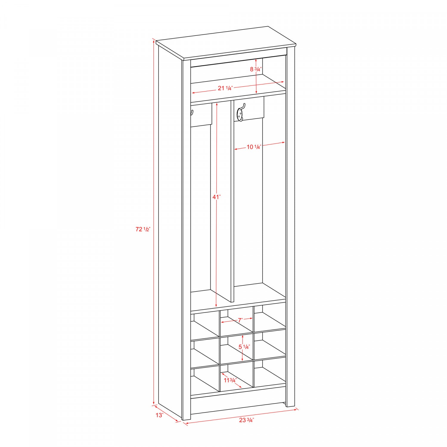 White Space-Saving Entryway Organizer with Shoe Storage