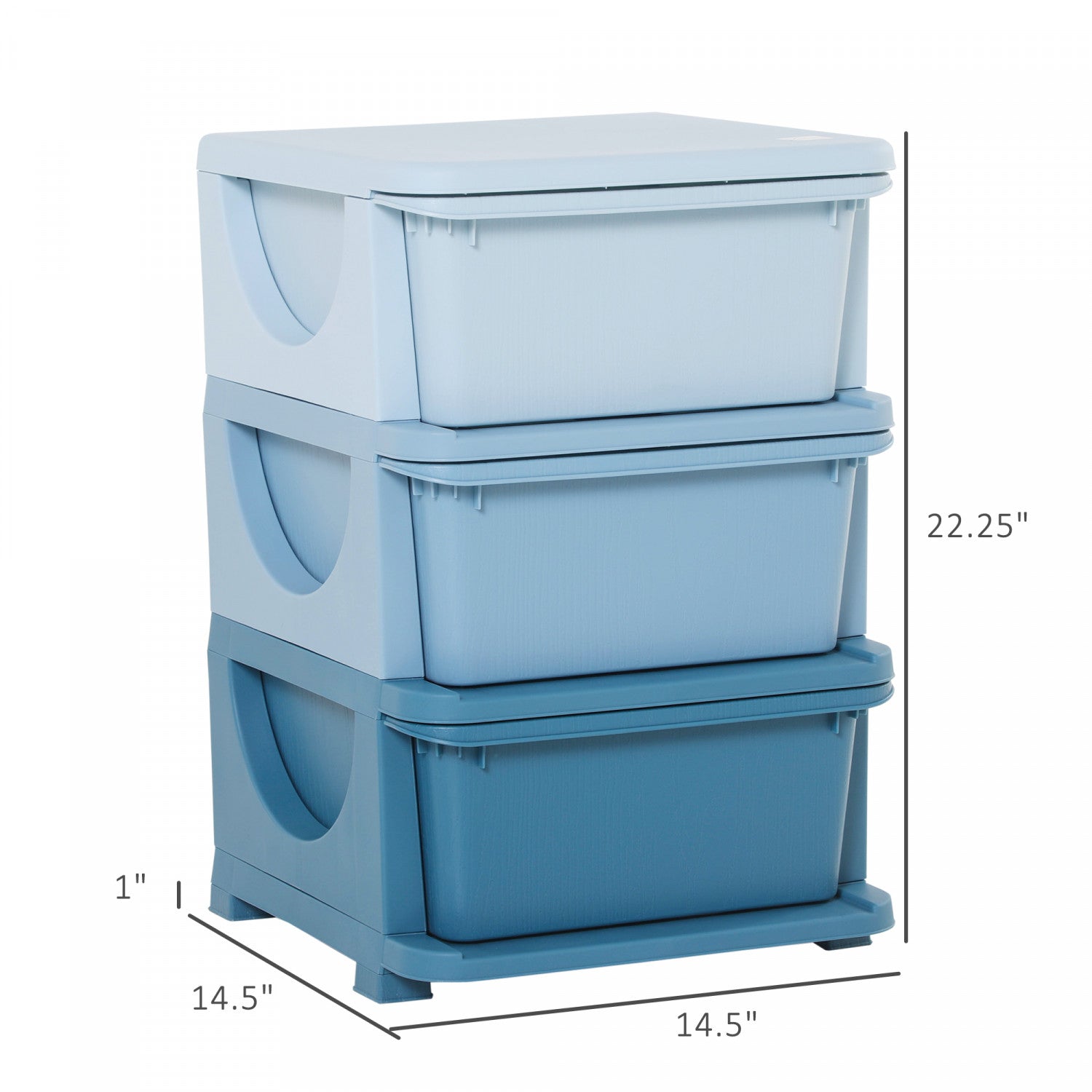 Qaba 3-Tier Drawer Chest Toy Storage Organizer with 3 Plastic Bins for Kids Bedroom Utility