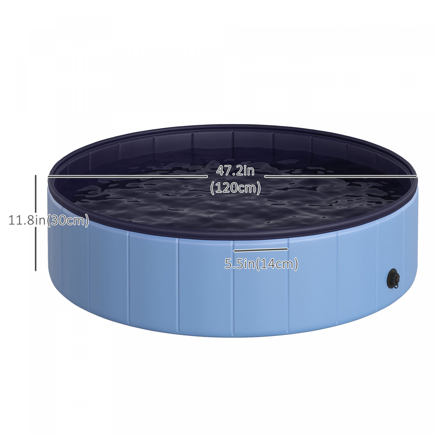Pawhut Portable Folding Dog Pool - Ideal for Outdoor/Indoor Puppy Bathing with Nonslip Base, 1.20m Diameter Blue