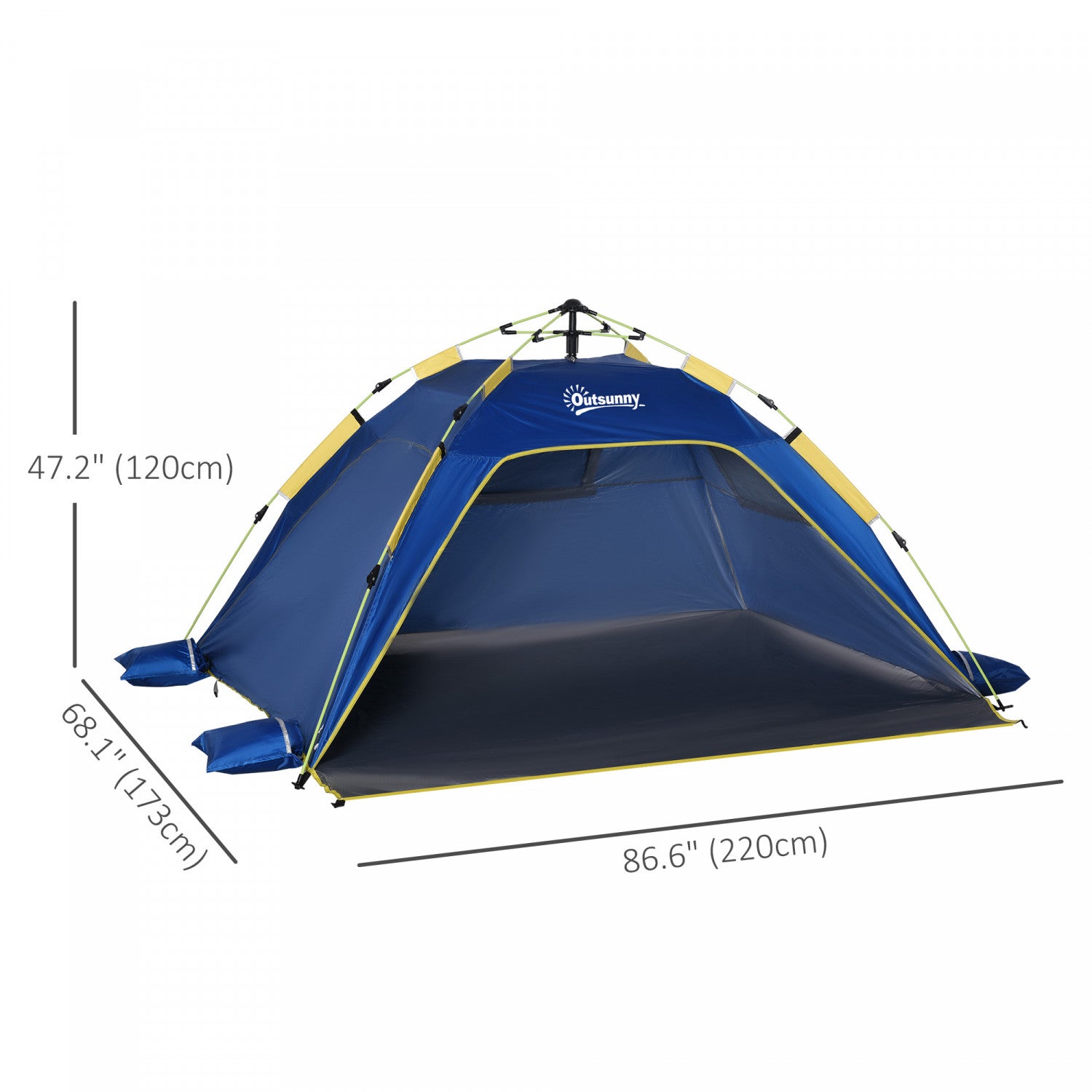 Outsunny Dark Blue Pop Up Tent for 1 - 2 Persons - Ideal Outdoor Beach Sun Shelter