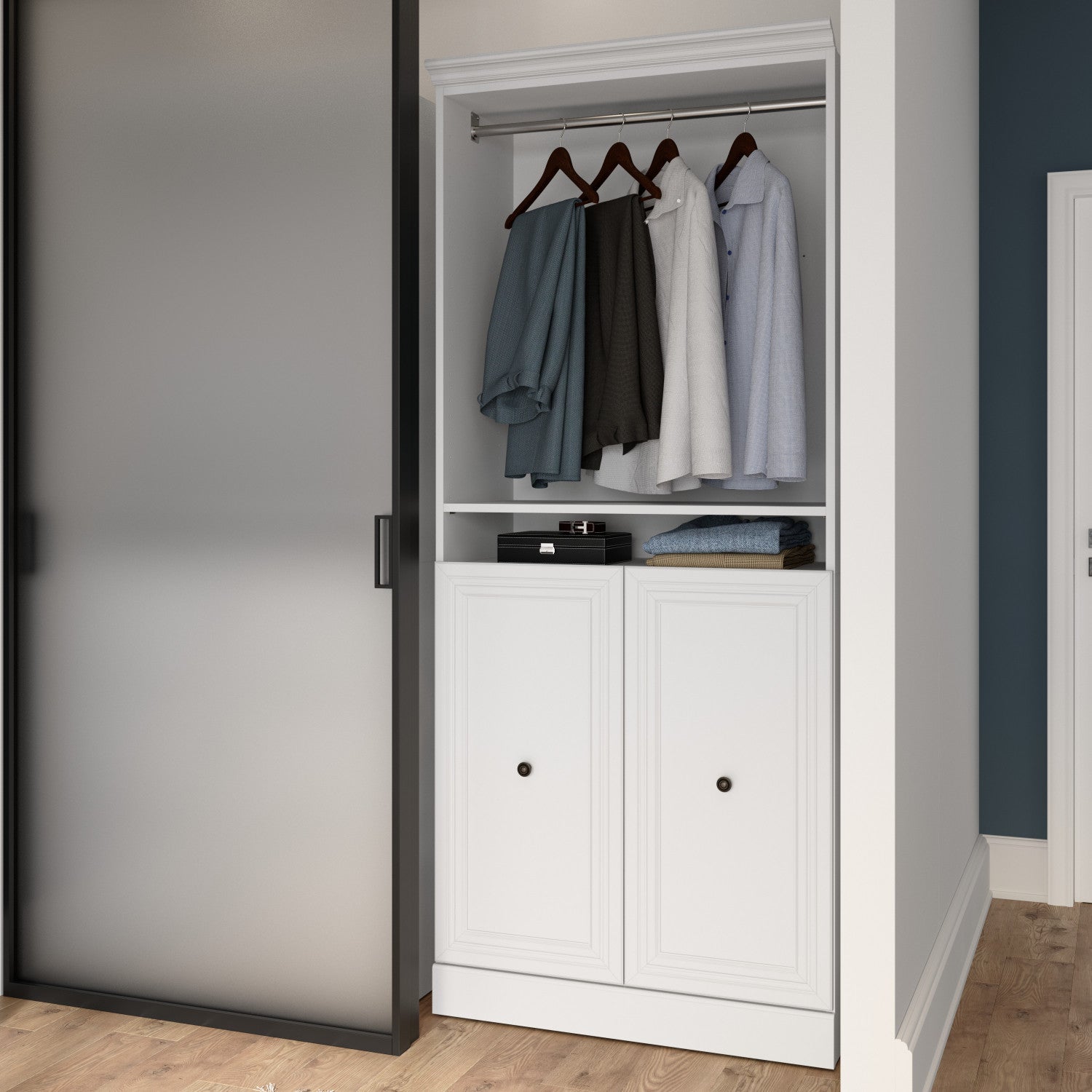 Bestar's 36-inch White Versatile Closet Organizer with Doors