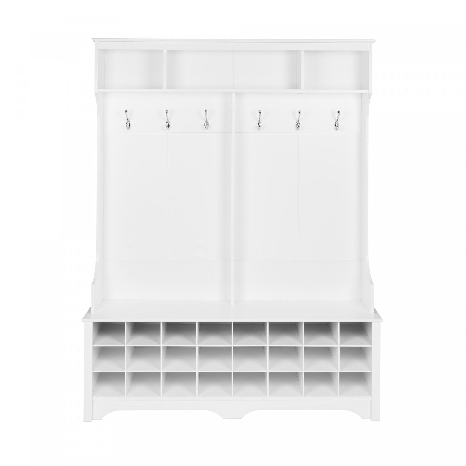 White Hall Tree with 24 Shoe Cubbies - Portemanteau Style