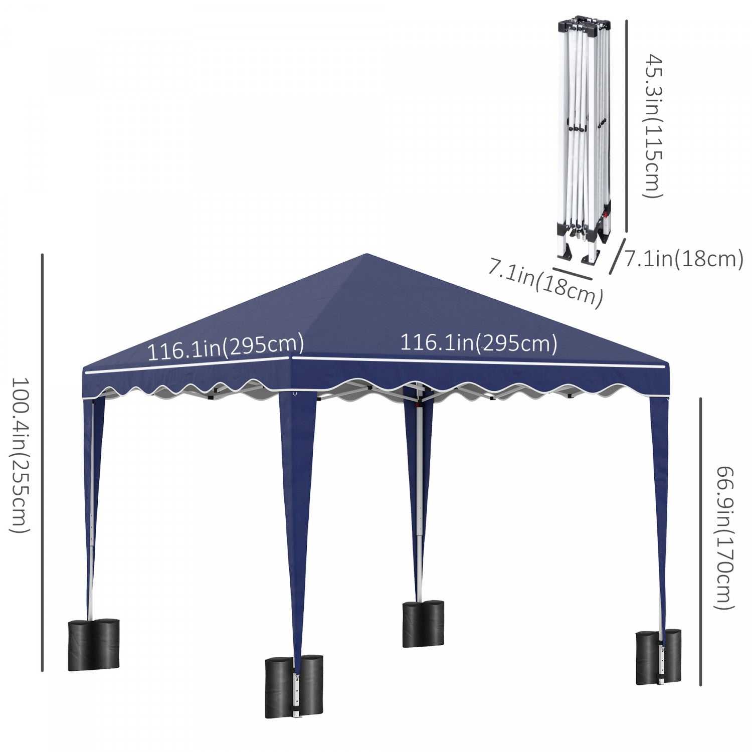 Outsunny 10' X 10' Blue Pop Up Canopy Tent with Carry Bag