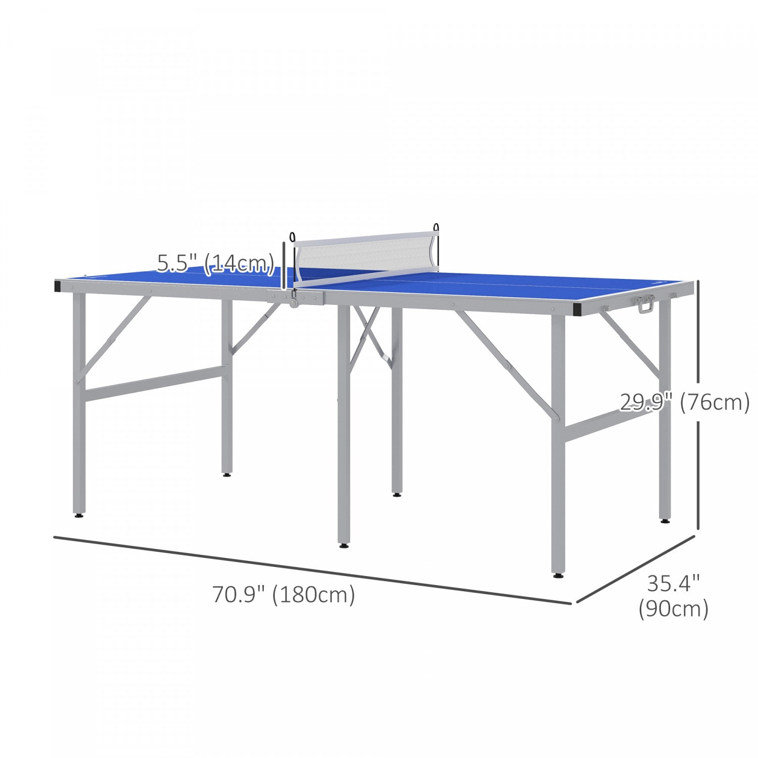 Soozier Outdoor/Indoor Blue Ping Pong Table Set with Net, Paddles, and Balls