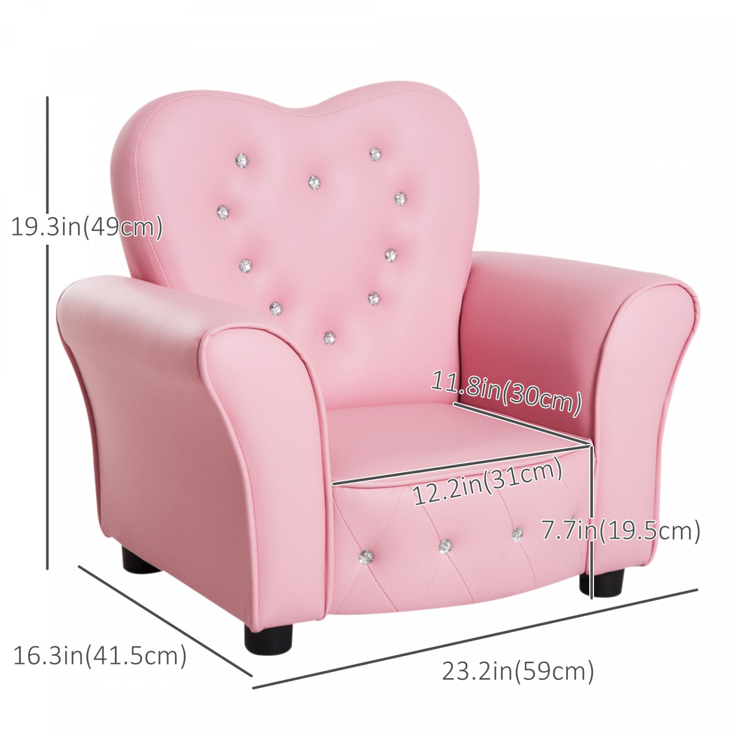 Qaba 18 - 36 Month Old Kids' Wooden Frame Upholstered Princess Armchair Sofa Chair for Toddlers