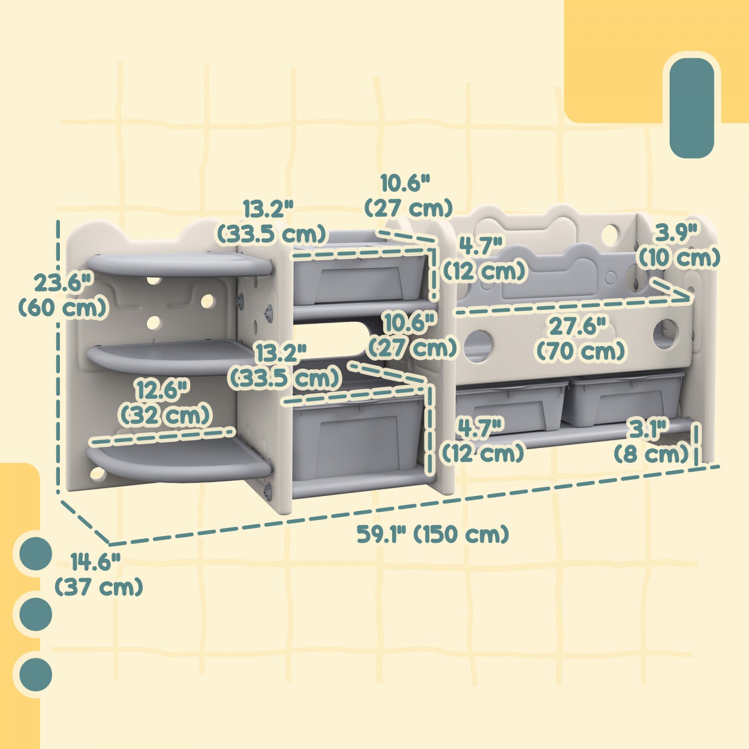 Qaba Toy Storage Organizer: 4 Storage Boxes, Bookshelves, and Storage Racks for a Nurse's Toy Organization Needs