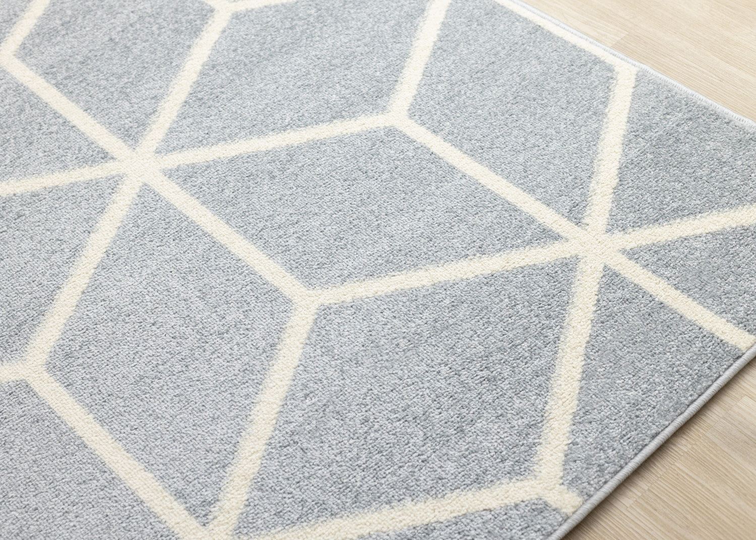 Modern Geometric Area Rug in Blue and Cream - Ellis Collection, 5'3" x 7'7"