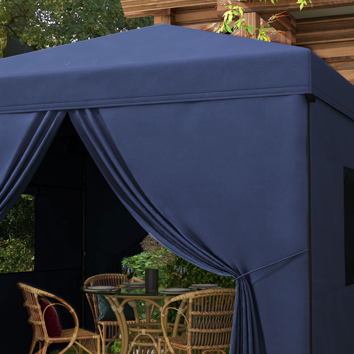 Outsunny Dark Blue 10' X 10' Pop Up Canopy Tent with Mesh Windows